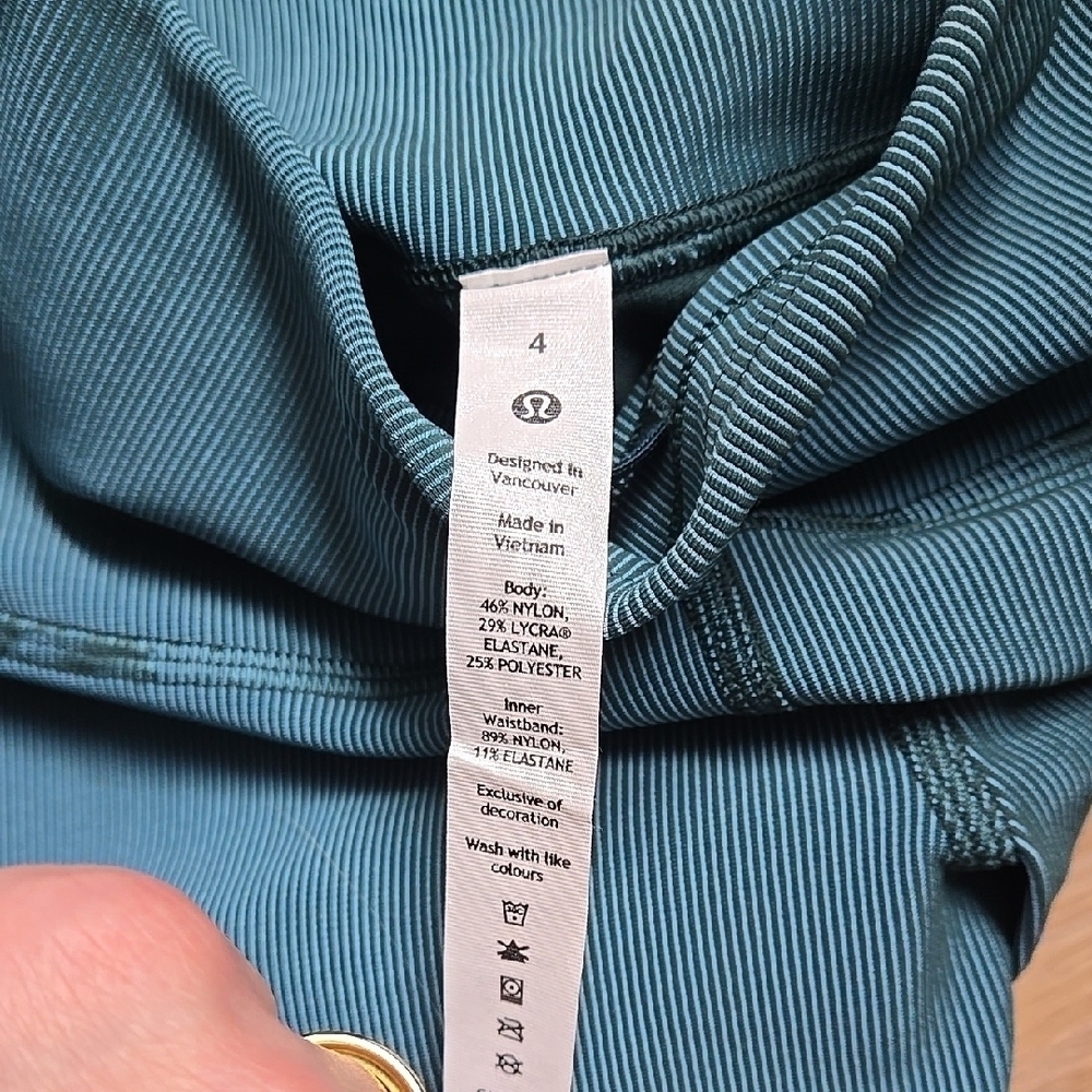 NWOT Lululemon Base Pace High-Rise Leggings 25” Two-Tone Ribbed Blue Green sz4 - Picture 5 of 9